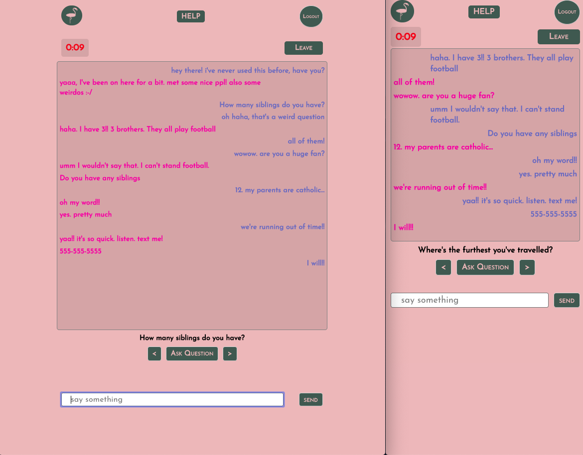 chat screen flamingle